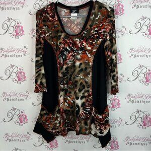 Libra top cheetah leopard Chic Animal Print Tunic Top ruffle hem pockets